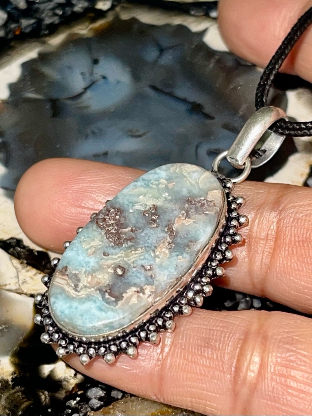 Caribbean DR Larimar Crystal Pendant 2”